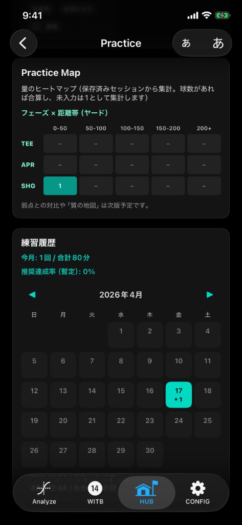 Practice - 練習を上達に接続する:練習記録がLOGに接続する